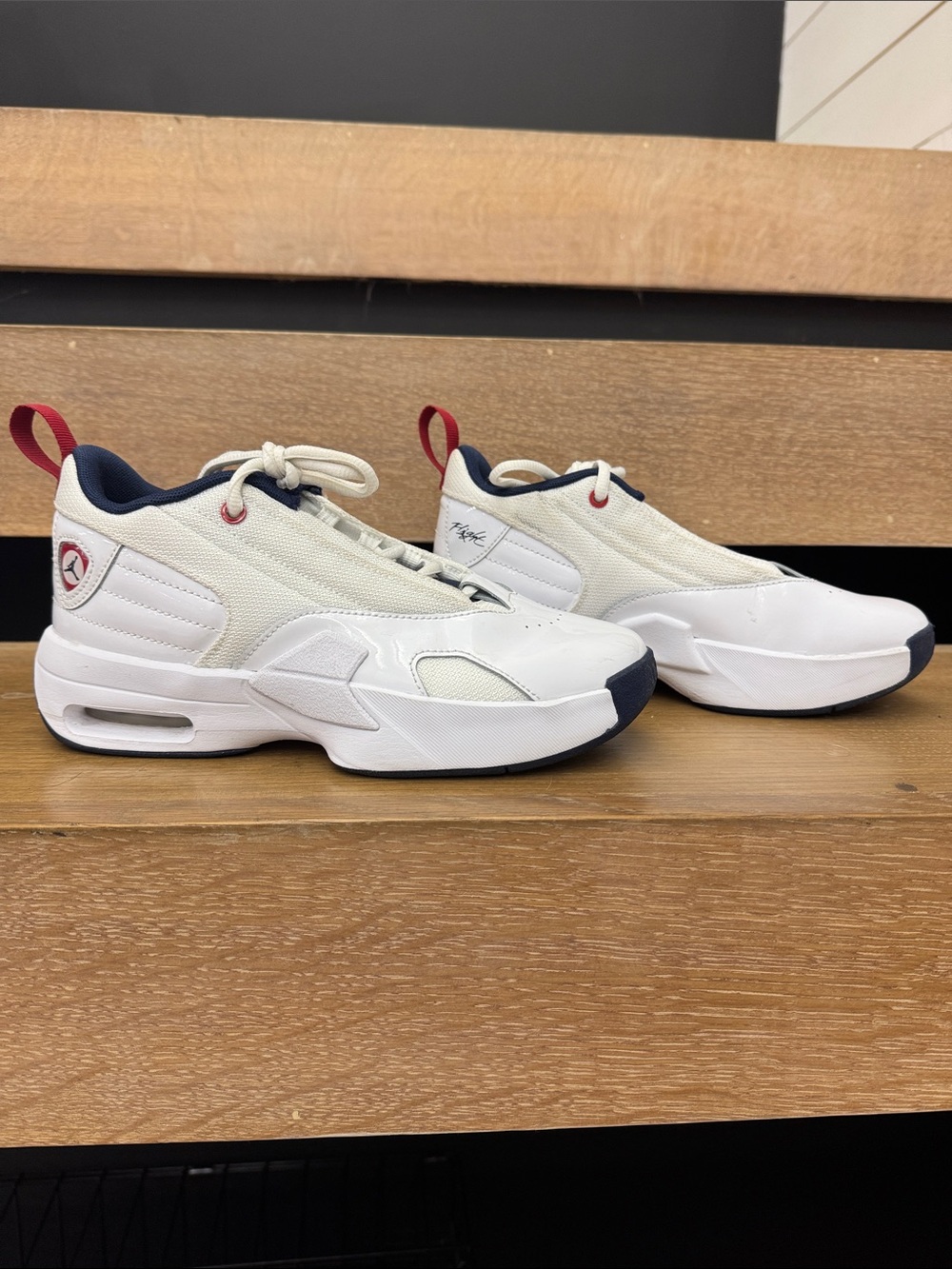 Nike Jordan Max Aura
6 Flight FQ8297-100 White,
Navy and Red Sneakers